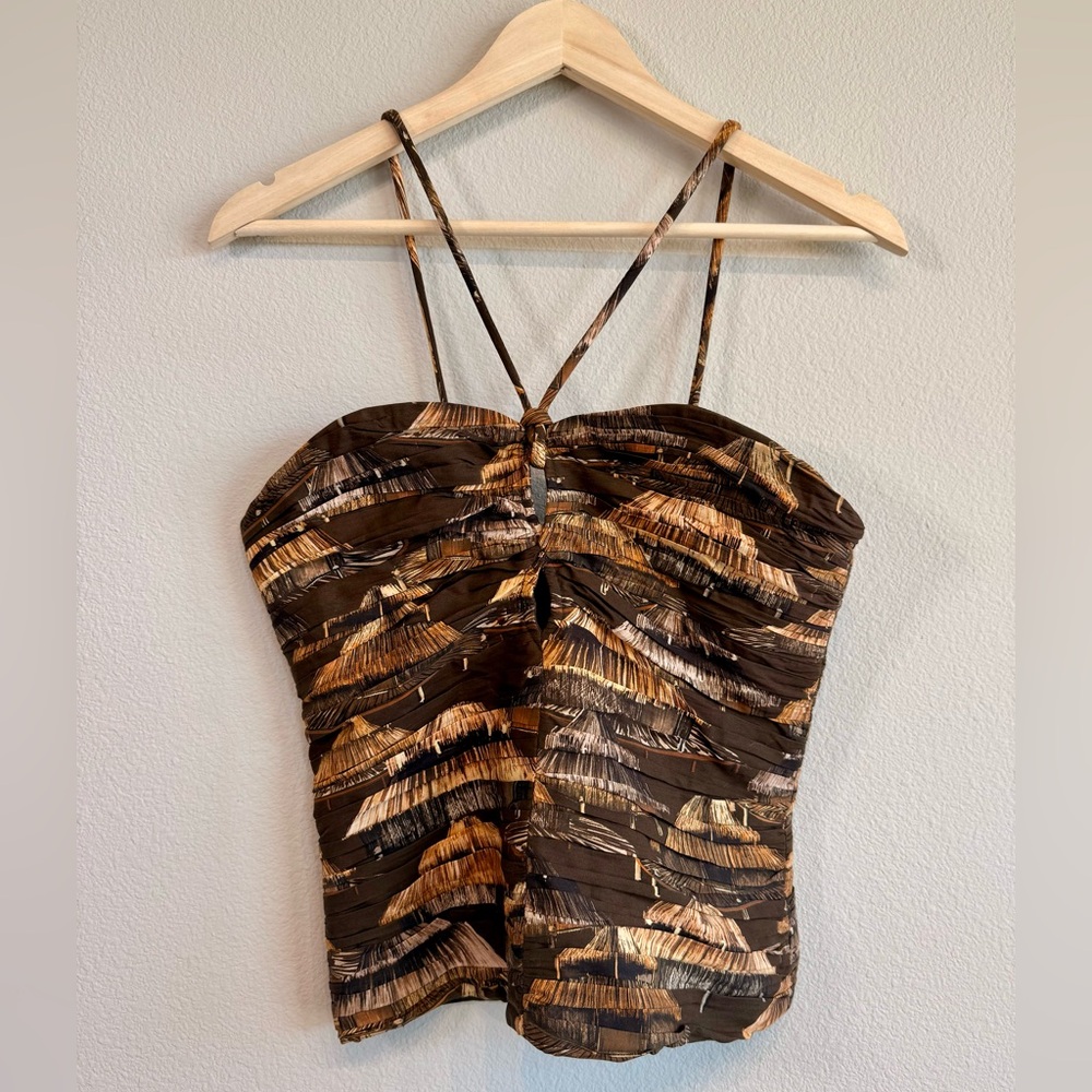 FARM RIO Shuhu Brown Structured Tank with adjustable straps